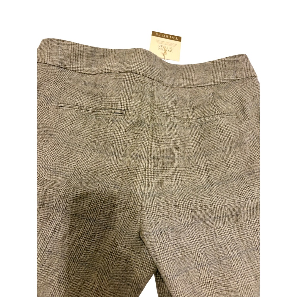 Talbots Italian Wool Plaid Trouser Pants Size 2 Gray Career Wide Leg - Picture 4 of 8